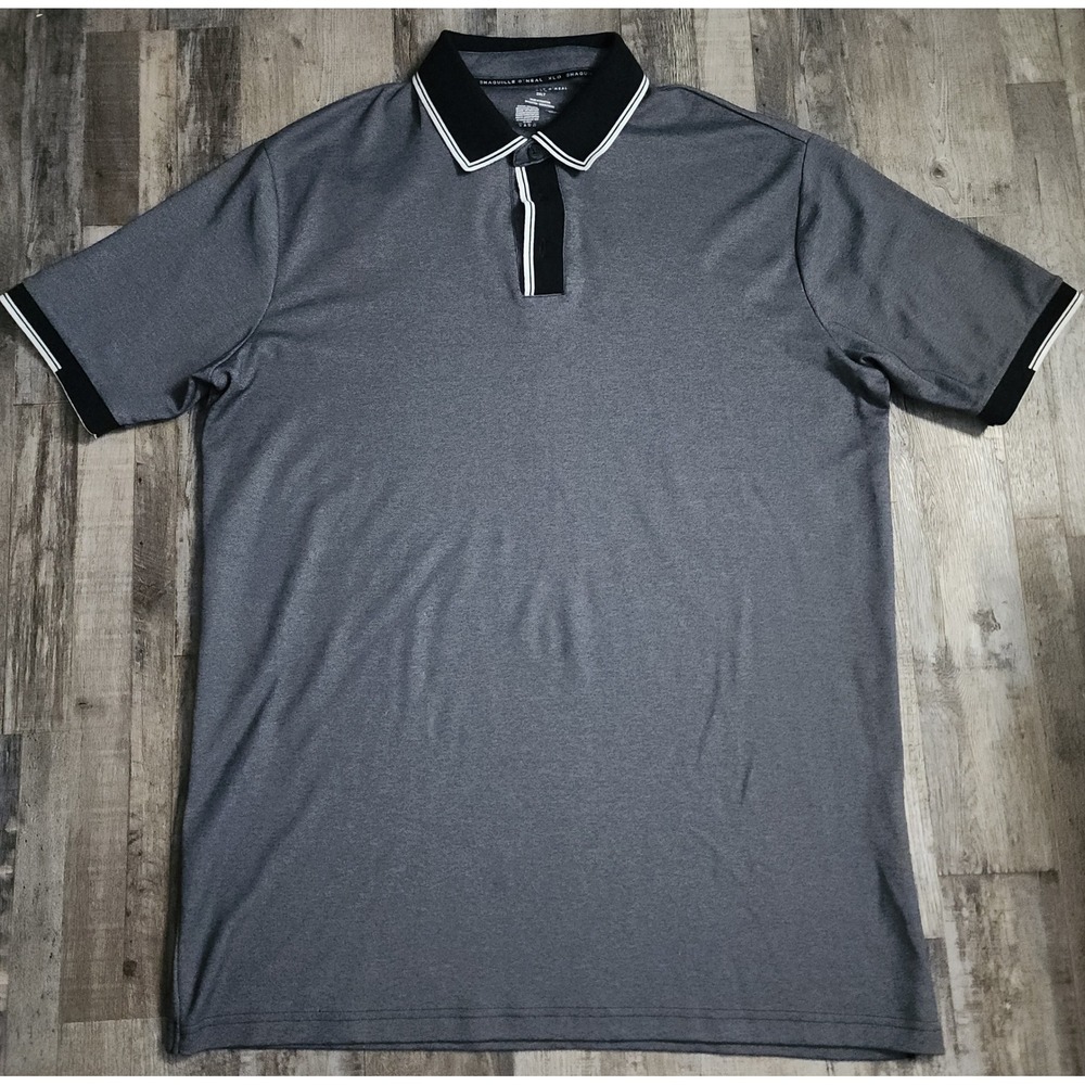 Shaquille O'Neal Polo Shirt Mens 2XLT Gray Black Tipped Short Sleeve XLG Golf